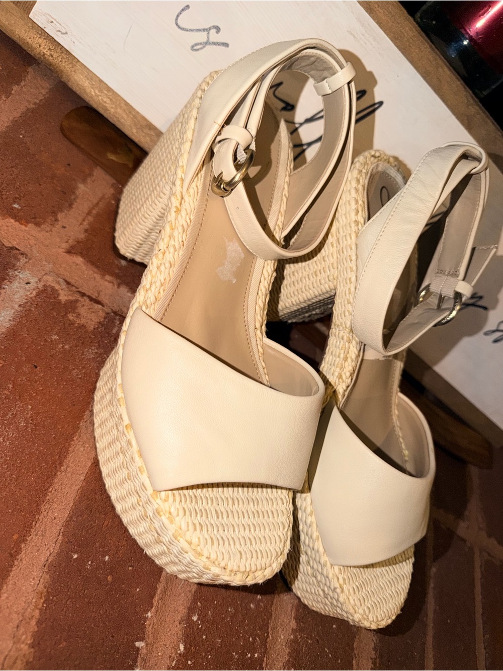 Sam Edelman Women’s Cream Platform Espadrille Sandals with Ankle Strap